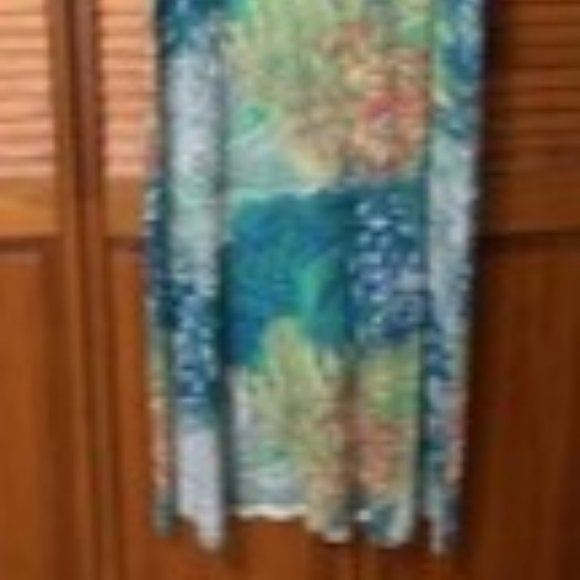Colorful Chrysanthemum Patterned Soft Jersey Slit Maxi T-Shirt dress - Picture 7 of 7